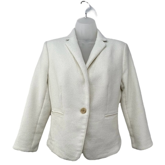 Ann Taylor Jackets & Blazers - Ann Taylor The Newbury Blazer Jacket Women Sz 8 Petite Cream Neutral Classy NWOT
